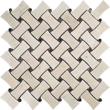 Apollo Tile Crema&Emperador Dog Bone Bskt Weave 4.20Sq.ft 11 in. X11 in. Mrbl Msic Tile, 5PK APLVL99B26EC55